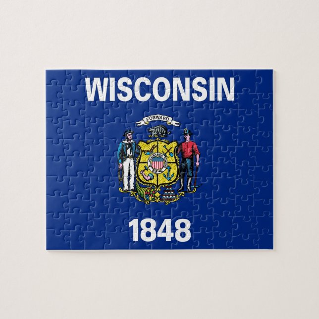 Puzzle avec le drapeau de l'État du Wisconsin (Horizontal)