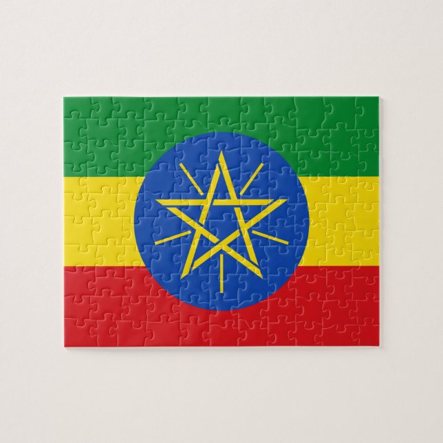 Puzzle avec le drapeau de l'Éthiopie (Horizontal)