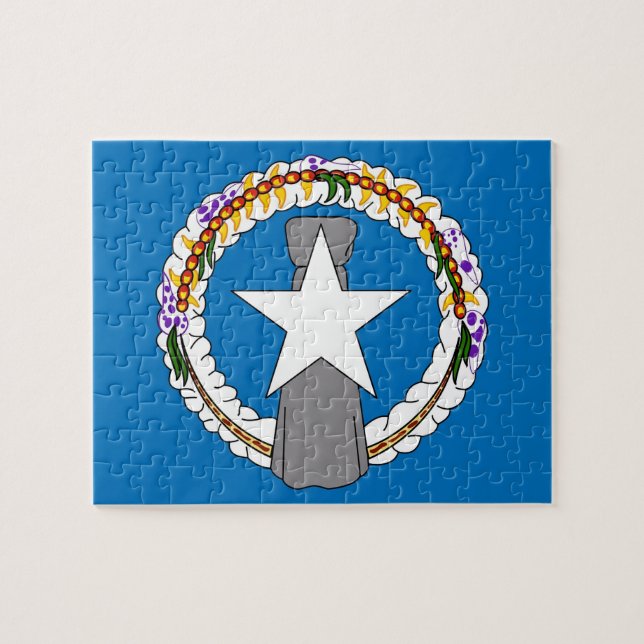 Puzzle avec le drapeau des îles Mariannes du Nord (Horizontal)