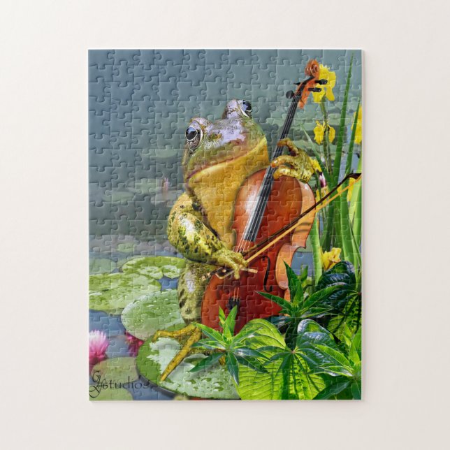 Puzzle avec le violoncelle drôle jouant la (Vertical)