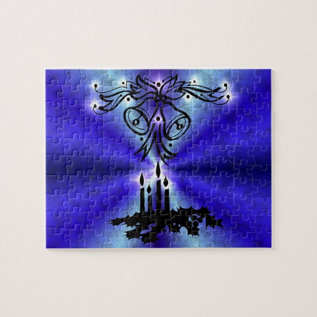 Puzzle Avent, Artdeco de Noël sur Blue Green Rainbow (Horizontal)