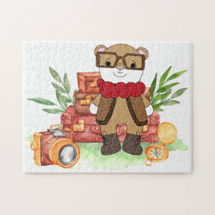 Puzzle Aventure de dessin animé d'ours mignon de voyage v