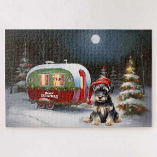 Puzzle Aventure de Noël de la caravane de Schnauzer d'hiv