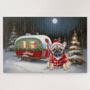 Puzzle Aventure de Noël en caravane du bouledogue françai