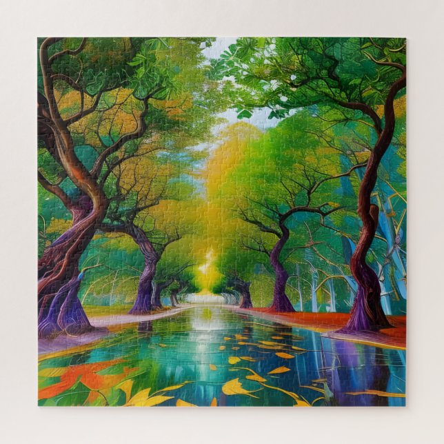 Puzzle Avenue des arbres feuilles d'automne (Vertical)