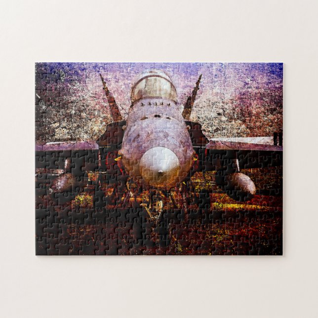 Puzzle Avion De Combat Militaire Sur Le Terrain (Horizontal)