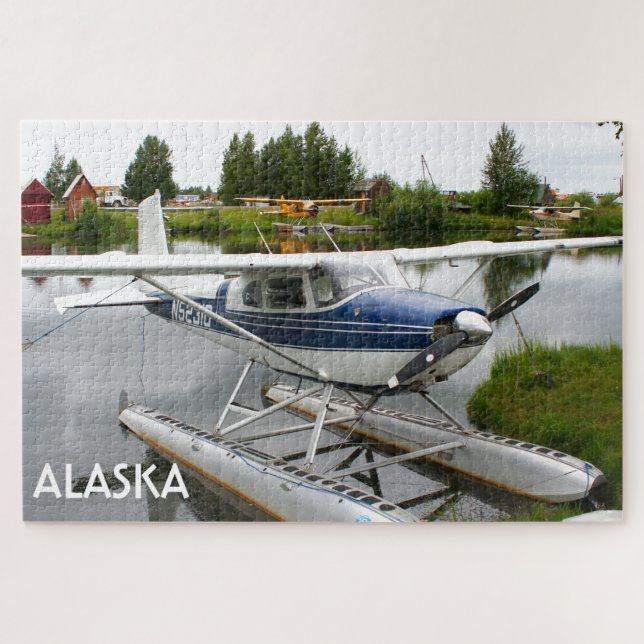 Puzzle Avion flotteur blanc et marine, Alaska (Horizontal)