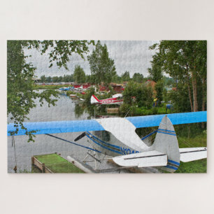 Puzzle Avion flotteur bleu, blanc et gris, Alaska