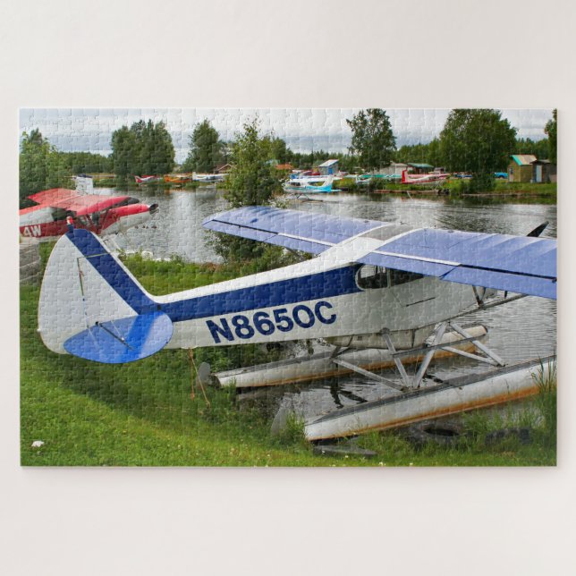 Puzzle Avion flotteur bleu et blanc, Lake Hood, Alaska (Horizontal)