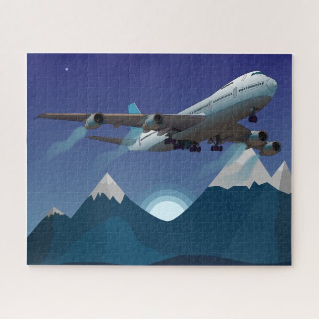 Puzzle Avion. Jumbo jet. (Horizontal)