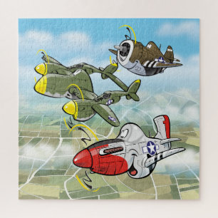 Puzzle Avions de chasse 2ÈME GUERRE MONDIALE P-51, P-47, 
