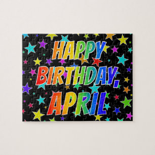 Puzzle "AVRIL" Prénom, "HEUREUX ANNIVERSAIRE"