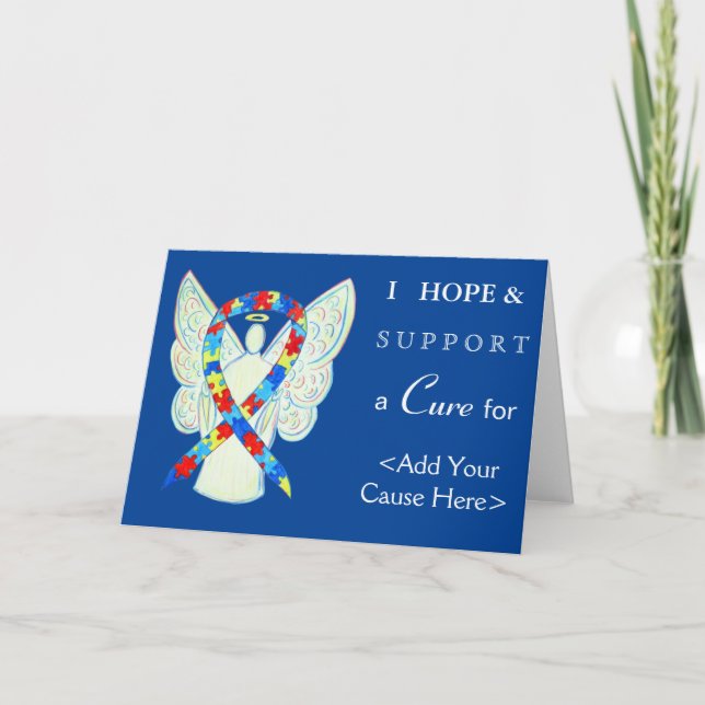 Puzzle Awareness Ribbon Angel Carte de voeux perso (Devant)
