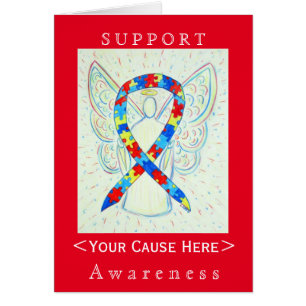 Puzzle Awareness Ribbon Angel Customized Card