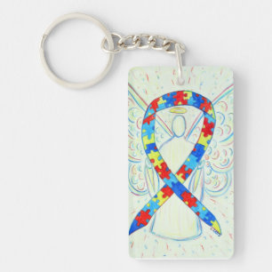 Puzzle Awareness Ribbon Angel Customized Key chain