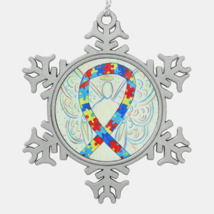 Puzzle Awareness Ribbon Angel Customized Ornament