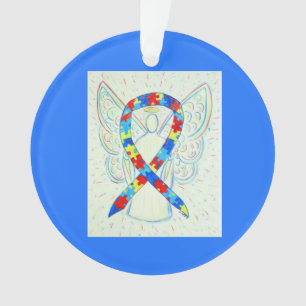 Puzzle Awareness Ribbon Angel Customized Ornaments