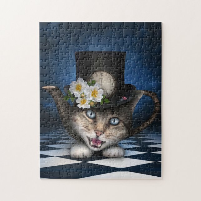 Puzzle Awesome Mad Hatter Teapot Chat Conception Whimsica (Vertical)