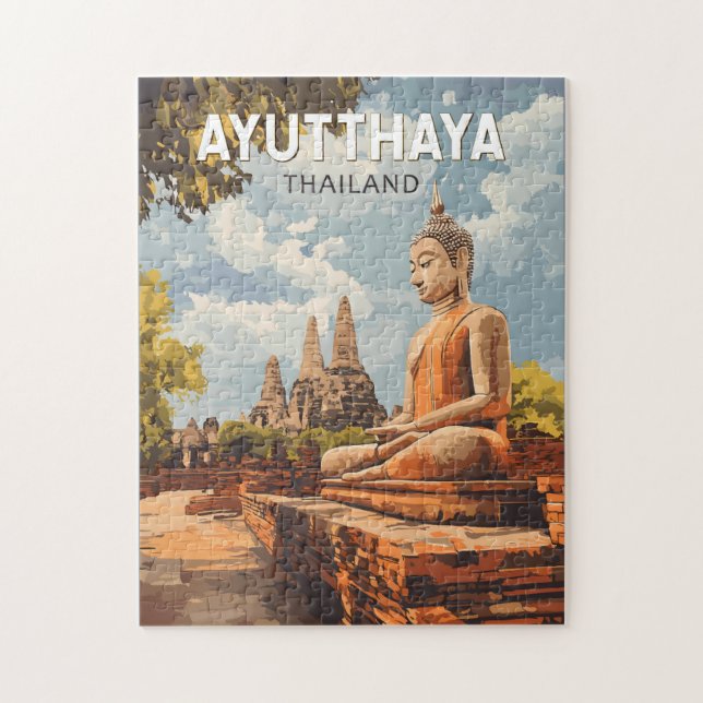Puzzle Ayutthaya Thaïlande Travel Art Vintage (Vertical)