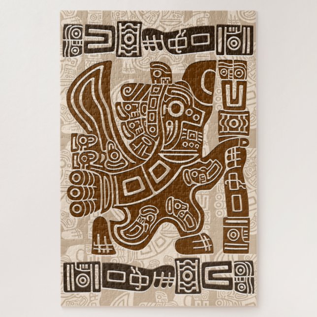 Puzzle Aztec Eagle Guerrier Tribal Art antique (Vertical)