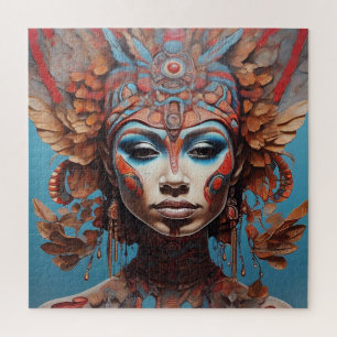 Puzzle Aztèque Abstrait Fusion Tribale Vibrant Art