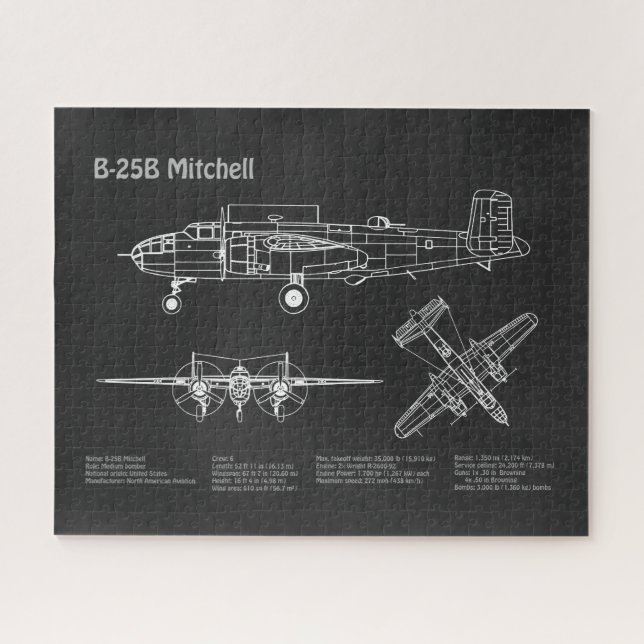 Puzzle B-25B Mitchell Doolittle - Plan directeur de l'avi (Horizontal)