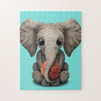 Puzzle Baby Elephant Jouer Avec Le Basket-Ball