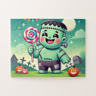 Puzzle Baby Frankenstein tenant une sucette