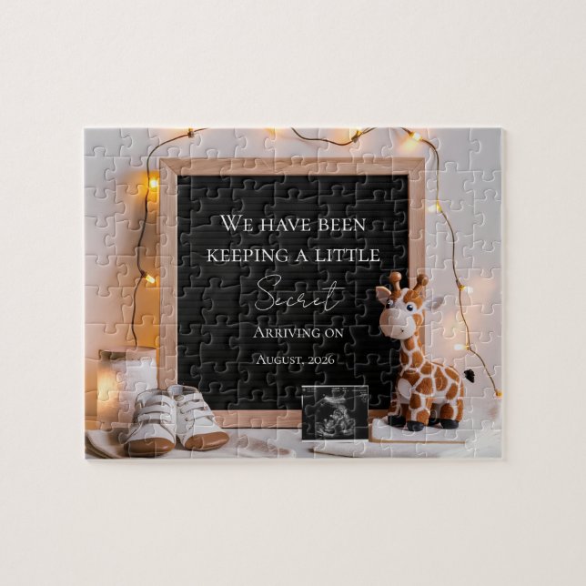 Puzzle  Baby Giraffe Neutral  pregnancy announcement  (Horizontal)