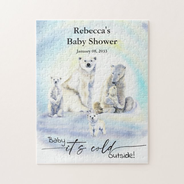 Puzzle Baby shower d'hiver de l'ours polaire froid à l'ex (Vertical)