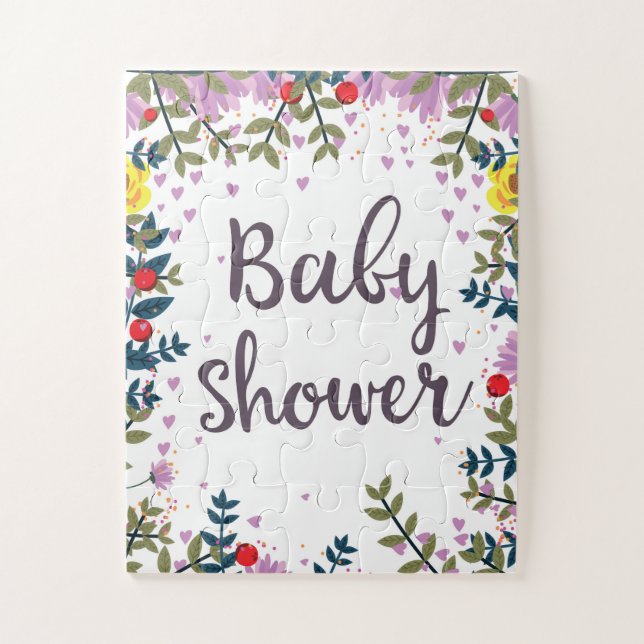 Puzzle Baby shower Floral Invitation (Vertical)