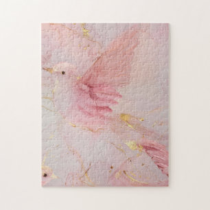 Puzzle Baby shower Gold Blush Pink Birds
