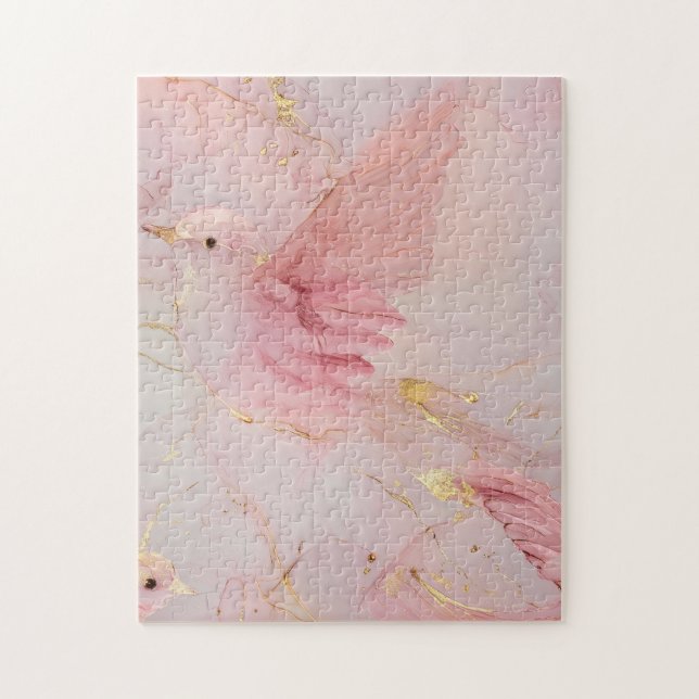 Puzzle Baby shower Gold Blush Pink Birds (Vertical)