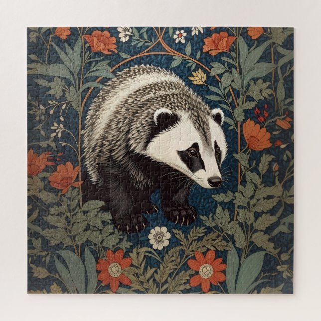 Puzzle Badger de Woodland William Morris inspiré (Vertical)