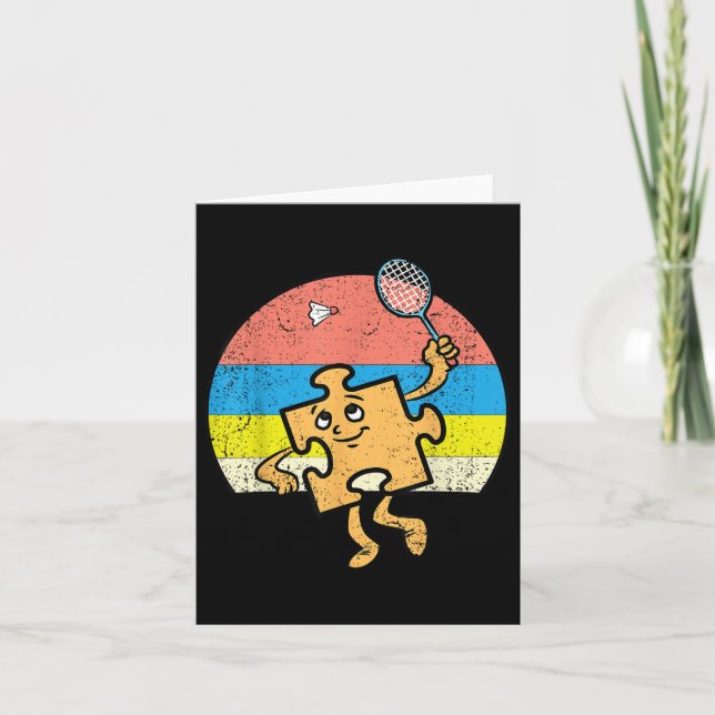 Puzzle Badminton Player Autism Awareness Autistic  Card (Front)