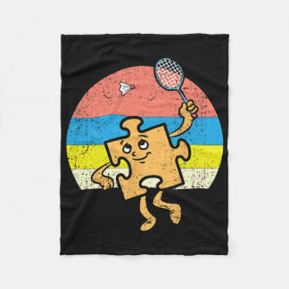 Puzzle Badminton Player Autism Awareness Autistic  Fleece Blanket