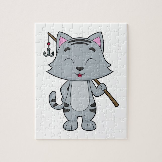 Puzzle Baguette de pêche de chat (Vertical)