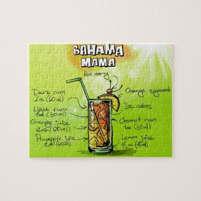 Puzzle Bahama Mama Cocktail Recipe (Horizontal)