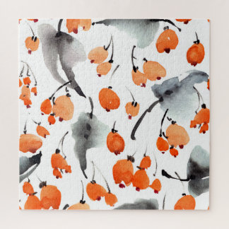 Puzzle Baies, aquarelle feuille, illustration d'encre, co