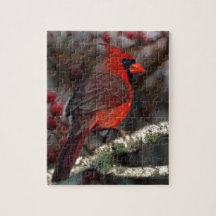 Puzzle Baies blanches Primitive Noël Cardinal Rouge