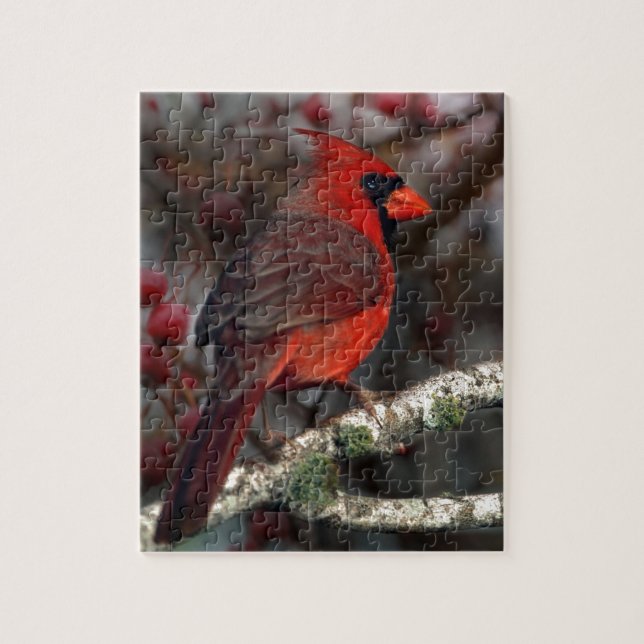 Puzzle Baies blanches Primitive Noël Cardinal Rouge (Vertical)