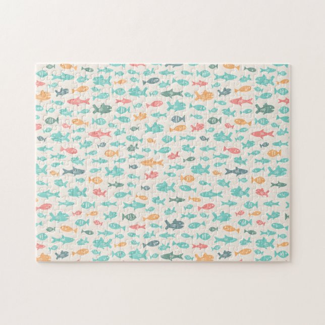 Puzzle Baignade Cute Poisson Mer Nautique Motif difficile (Horizontal)