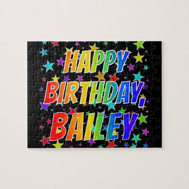 Puzzle "BAILEY" Prénom, Amusant "HEUREUX ANNIVERSAIRE" (Horizontal)
