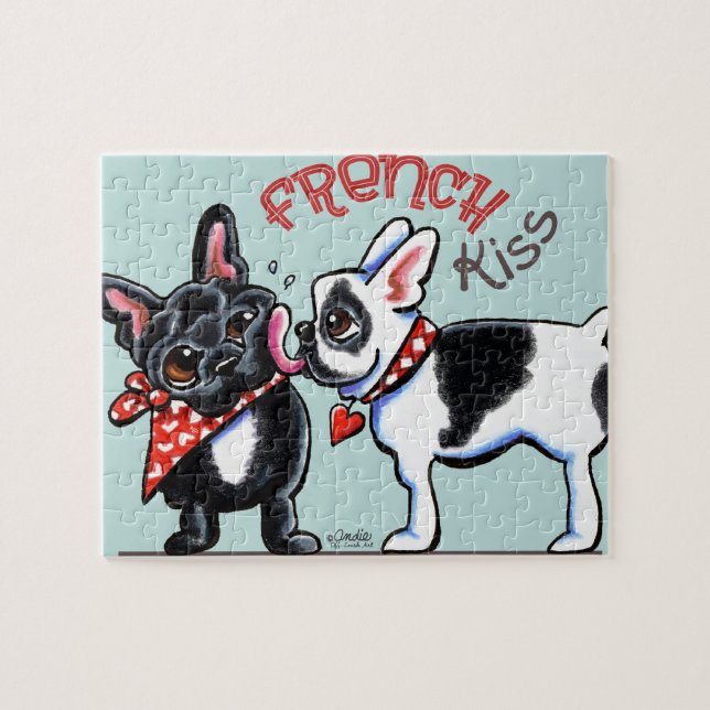 Puzzle Baiser de Bulldog français (Horizontal)