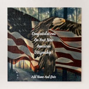 Puzzle Bald Eagle drapeau américain Nouvelle citoyennet