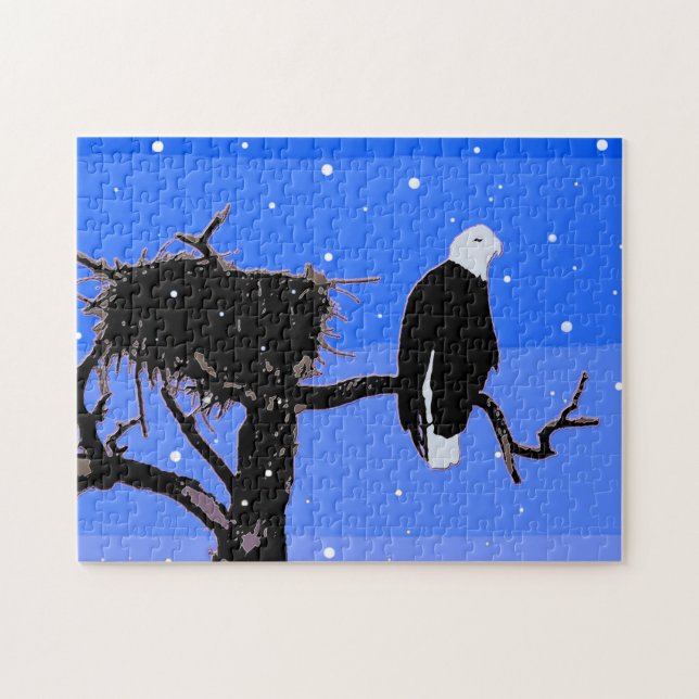 Puzzle Bald Eagle en hiver - Art original de la faune (Horizontal)