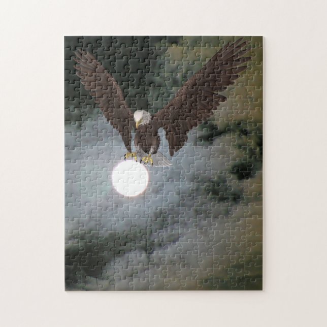 Puzzle Bald Eagle Pleine lune Ciel de nuit Imaginaire Art (Vertical)