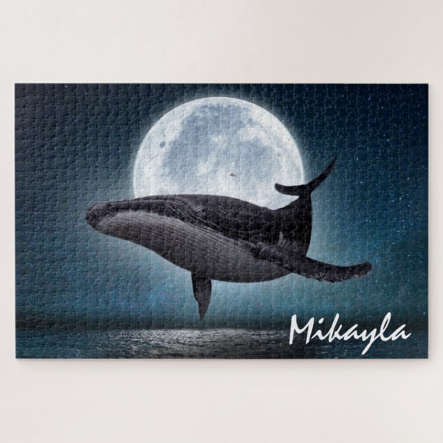 Puzzle Baleine à bosse au-dessus de la Pleine lune (Horizontal)