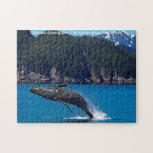 Puzzle Baleine à bosse faisant une brèche. Vœux de Noël