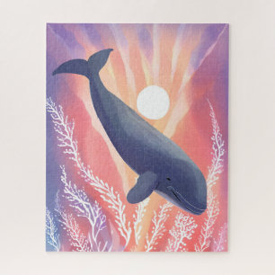 Puzzle Baleine bleue Animal aquarelle Teintes océanique